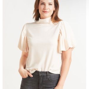Free People Claudia Velvet Blouse in Champagne